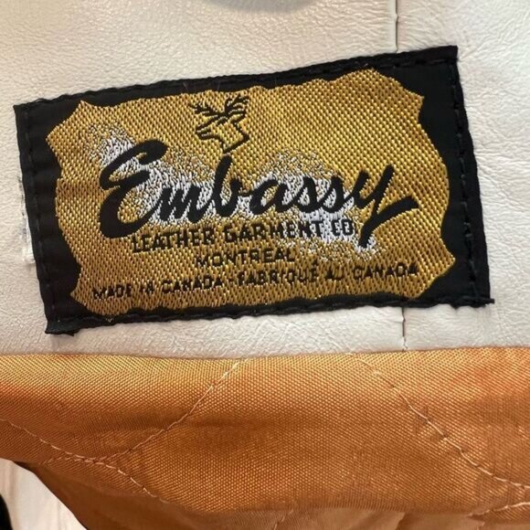 70s Vintage Embassy Women’s XS Genuine Leather Belted Tan Overcoat Jacket Trench - Picture 10 of 15